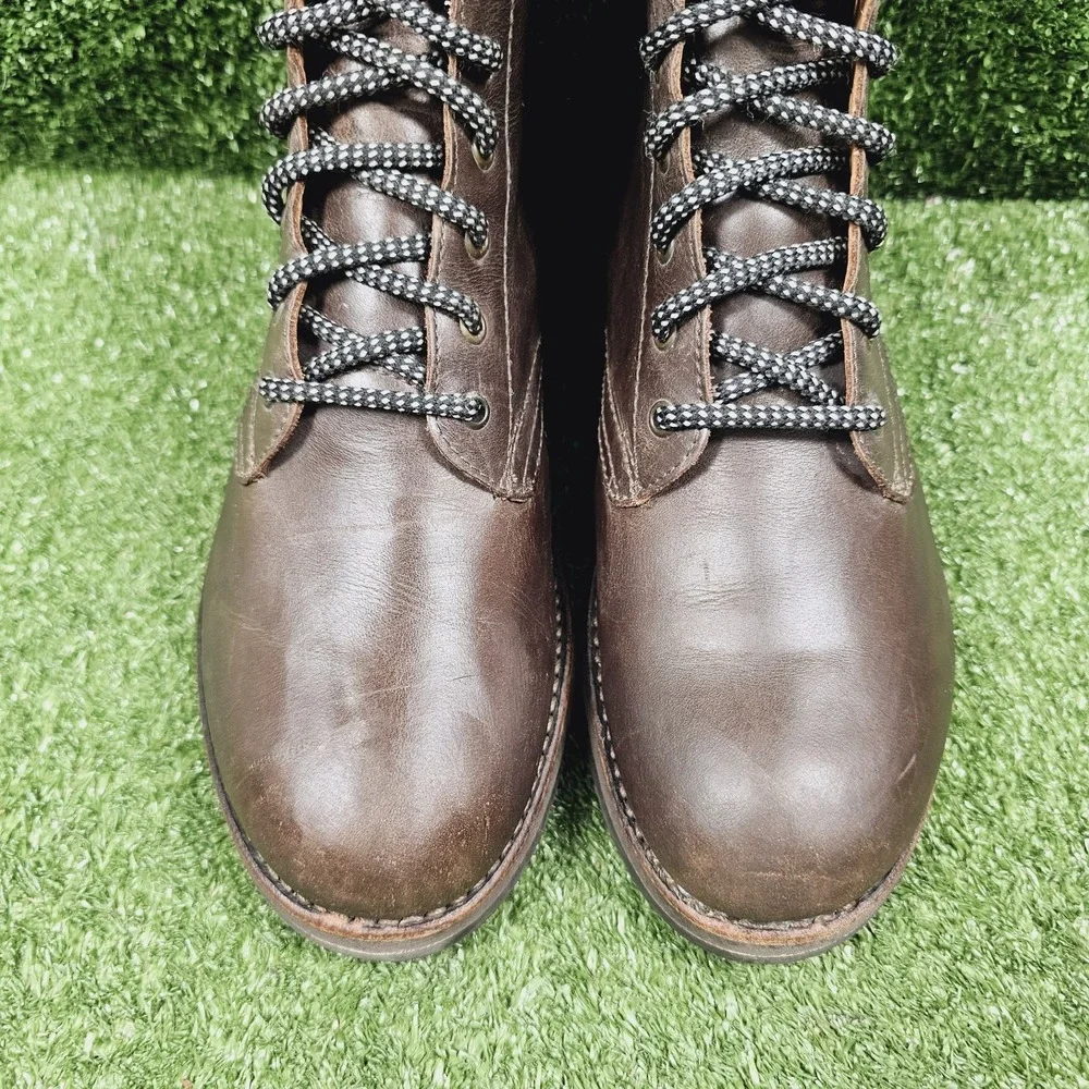 Grenson Brown Leather Plain Toe Goodyear Welt Ankle Lace Up Boots Mens UK 8 US 9